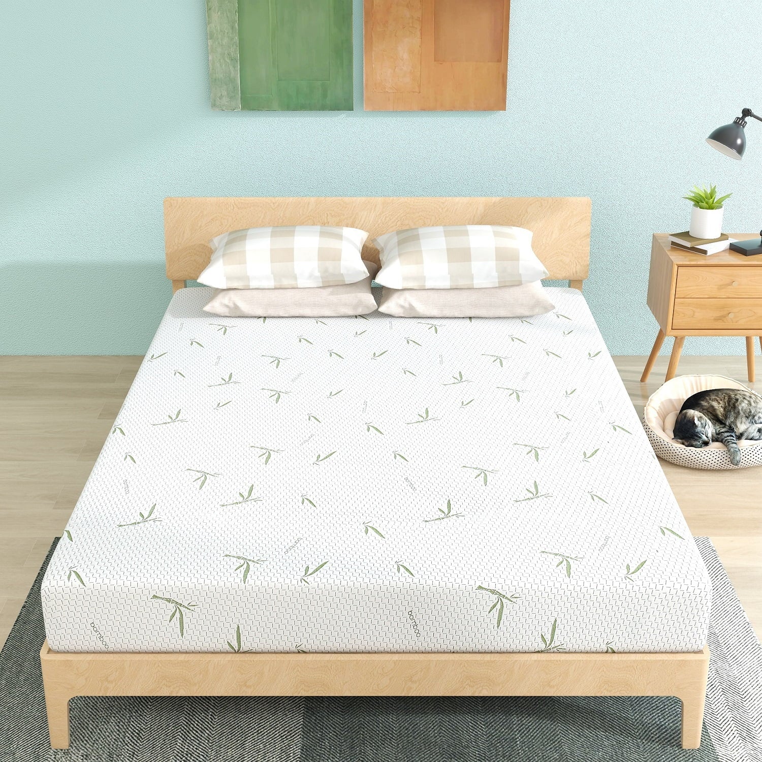 Mattress.Smiaoer 8 inch Memory Foam Mattress Bed in a Box.Medium Firm with Soft Bamboo Cover.Made in USA