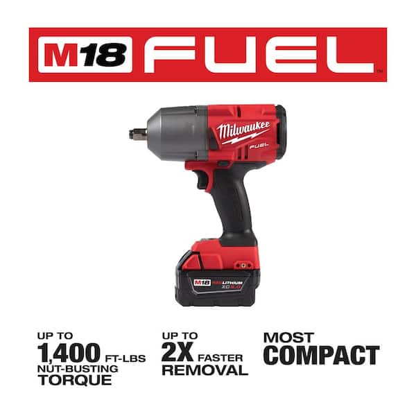 M18 FUEL 18- V Lithium-Ion Brushless Cordless 1/2 in. & 3/8 in. Impact Wrench w/Friction Ring Kit w/ 5.0 Ah Battery