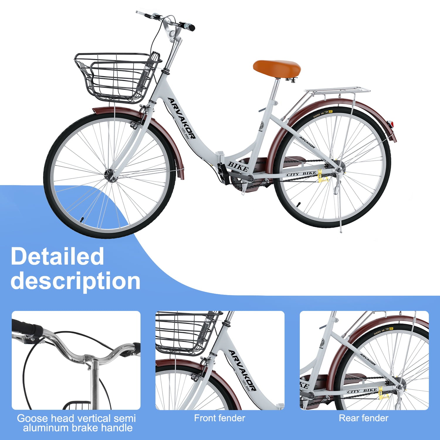 26 Inch Women Bike. Classic Bicycle Retro Bicycle. Cruiser Bike. White