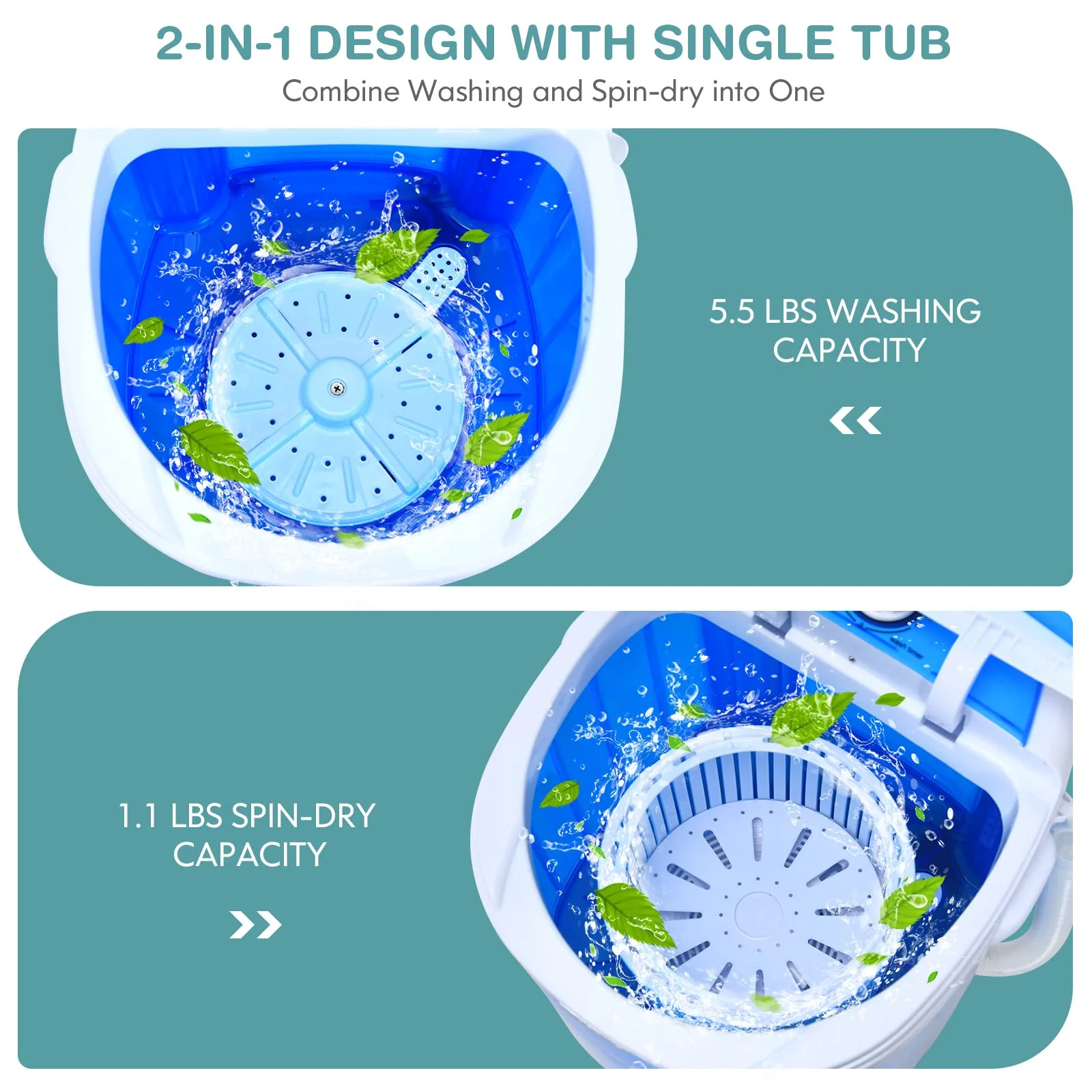 Giantex Compact Mini Washer and Spinner Combo. 5.5lbs Capacity