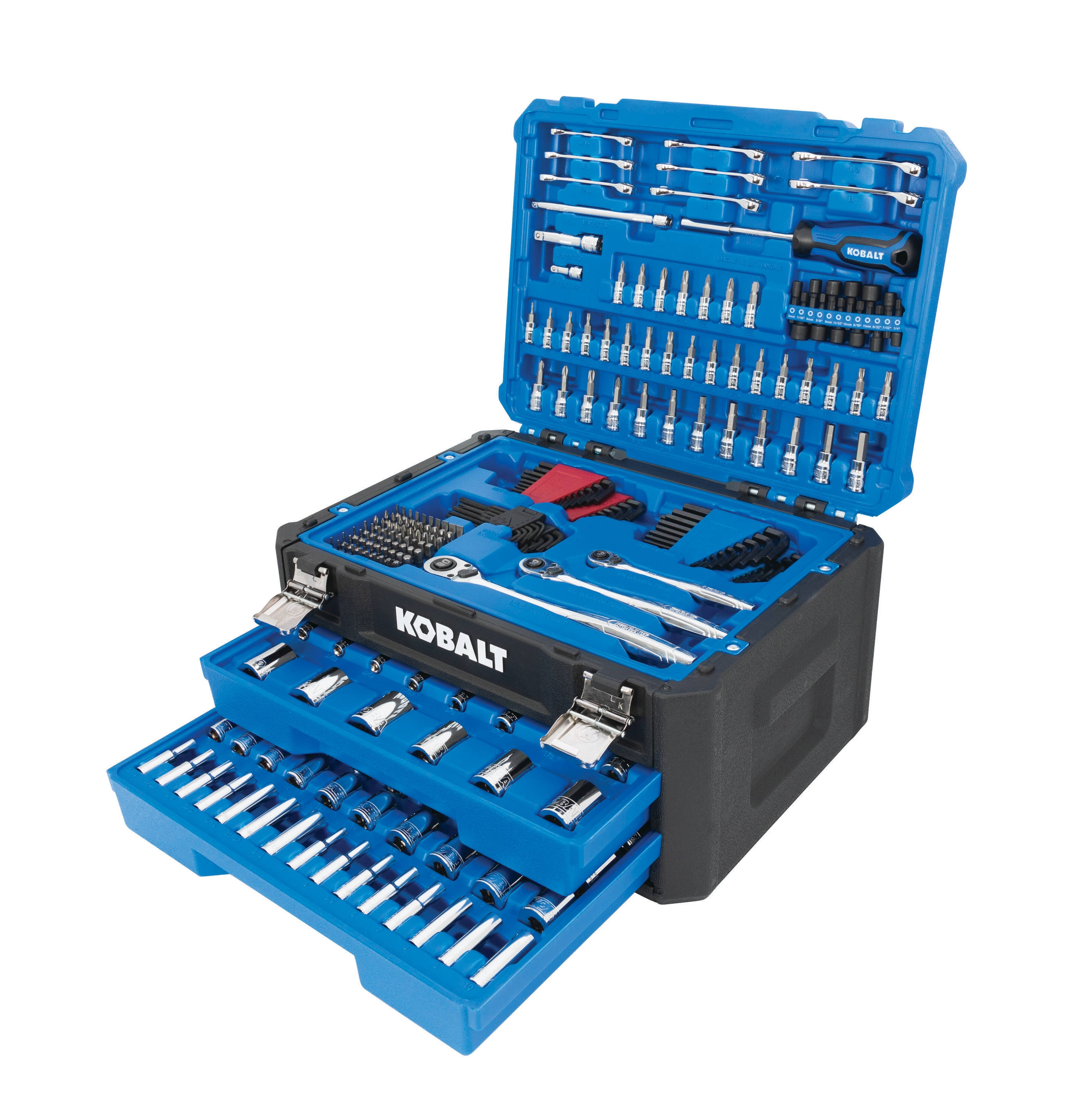 Kobalt 277-Piece Standard (SAE) and Metric Polished Chrome Mechanics Tool Set with Hard Case | 52321-Instock
