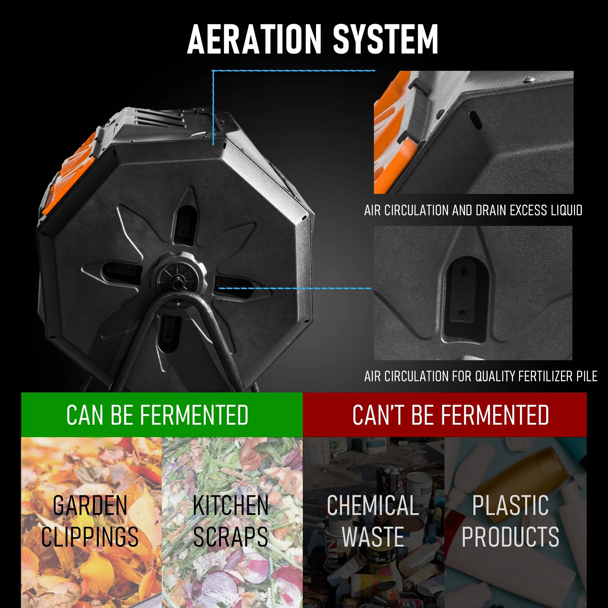 Hourleey 43 Gallon Dual Chamber Tumbling Composting Bin