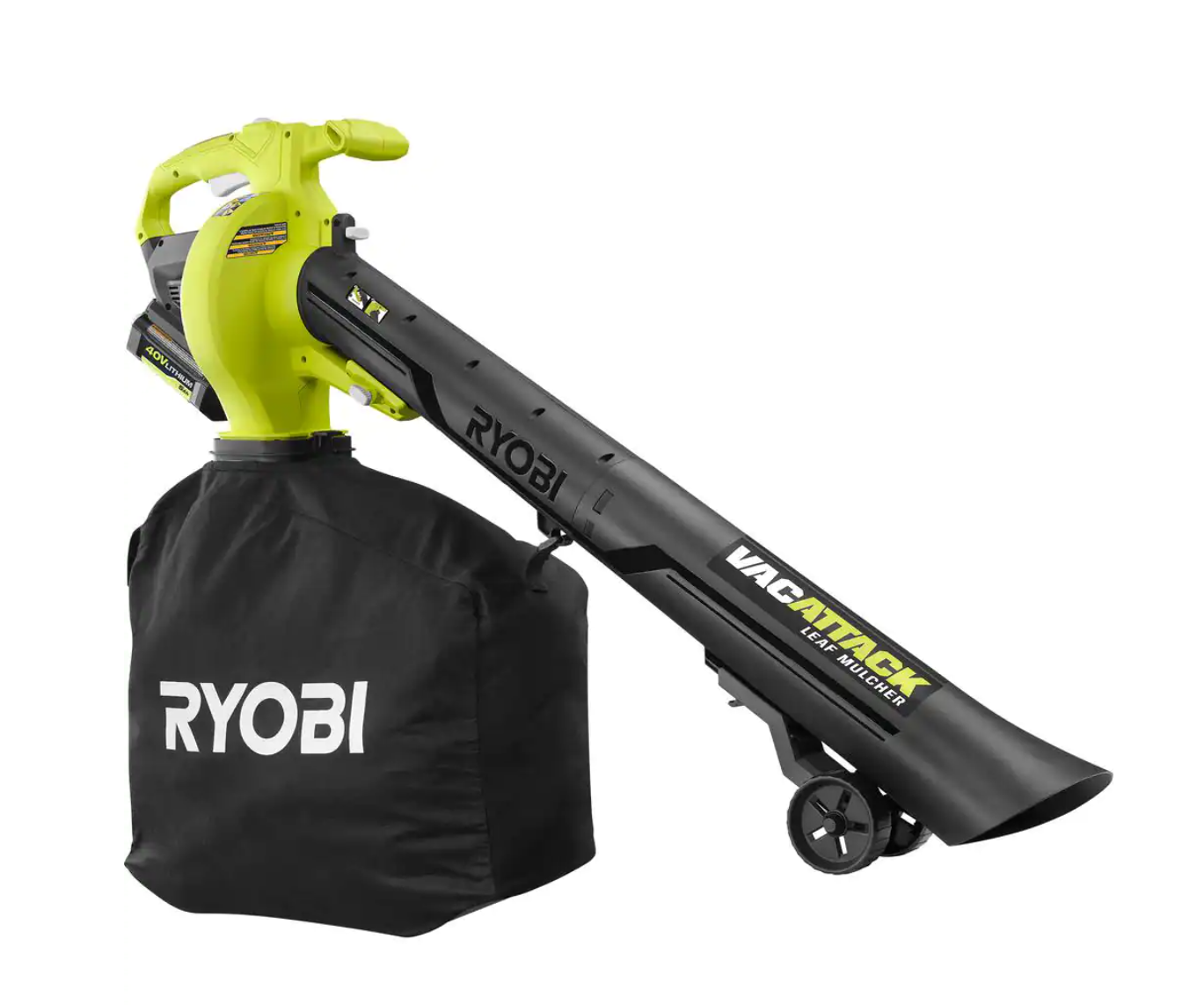RYOBI RY40451BL 40V Cordless 110 MPH 525 CFM Cordless Leaf Blower and Cordless Leaf VacuumMulcher w 2 Batteries and 2 Chargers - MadeInUSA