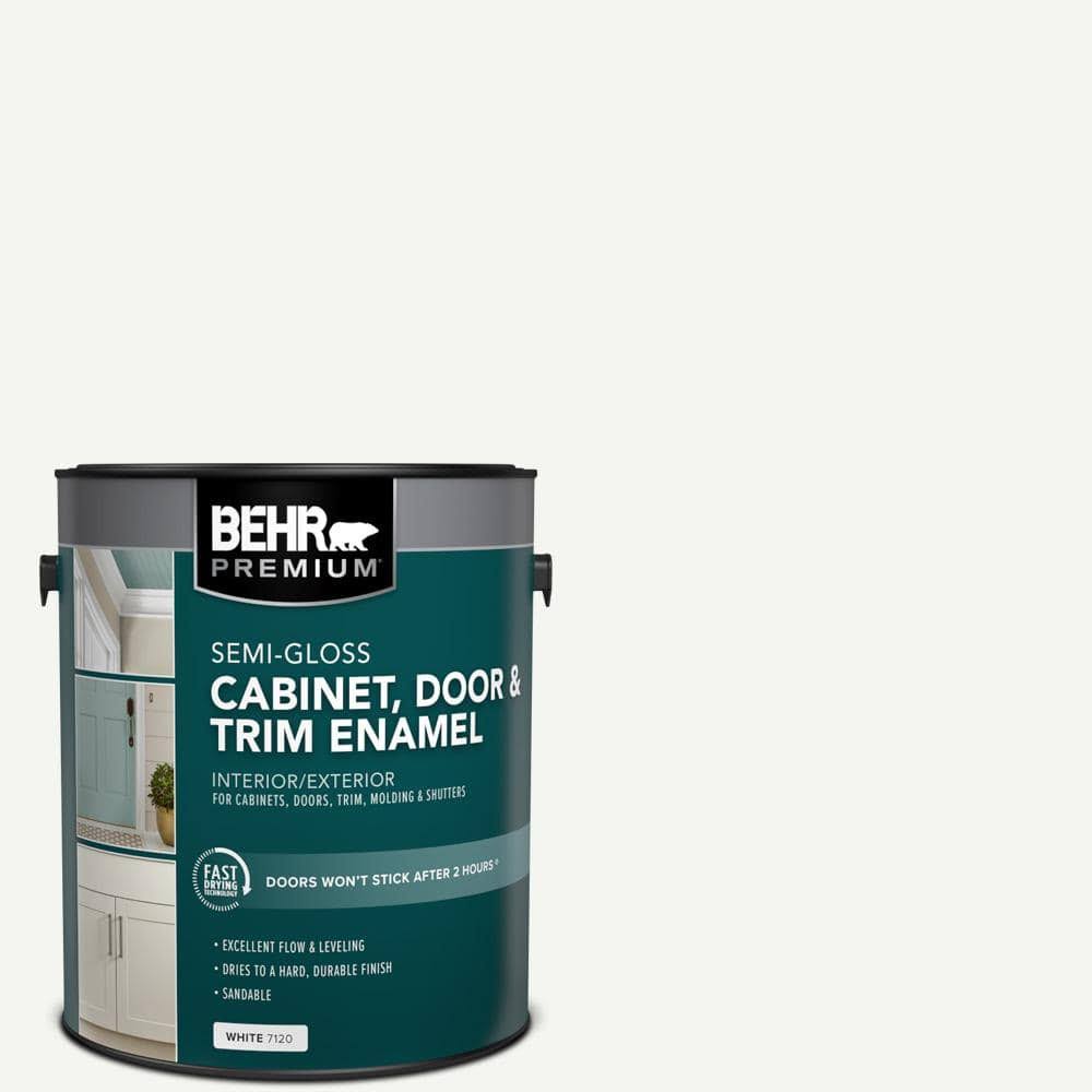 BEHR Premium 1 gal. Ultra Pure White Base Semi-Gloss Interior Cabinet and Trim Paint
