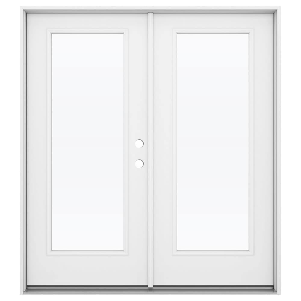 JELD-WEN 72-in x 80-in Low-E Primed Steel French Left-Hand Inswing Double Patio Door in Off-White | JW2059-01930