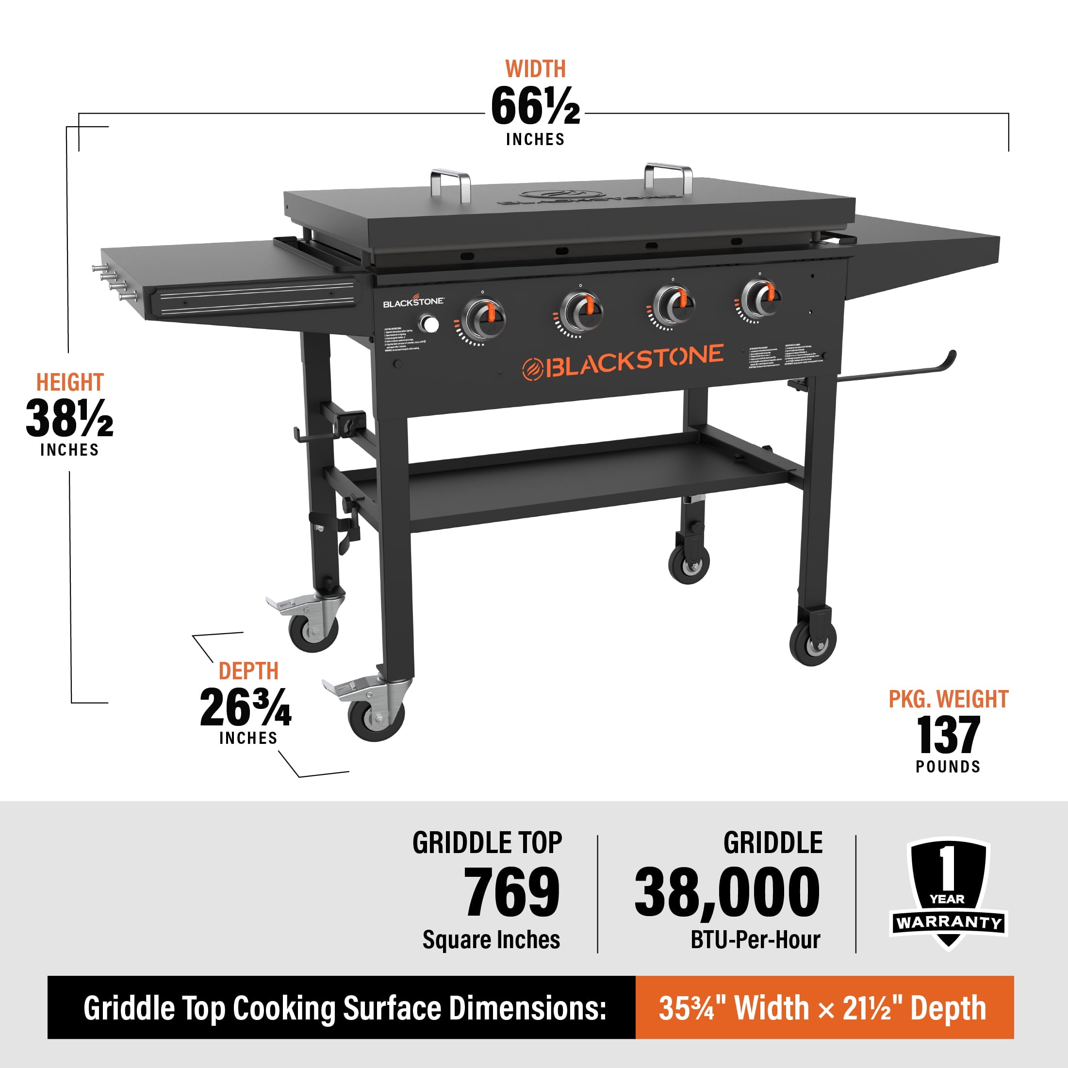 4-Burner 36 Griddle Cooking Station with Hard Cover