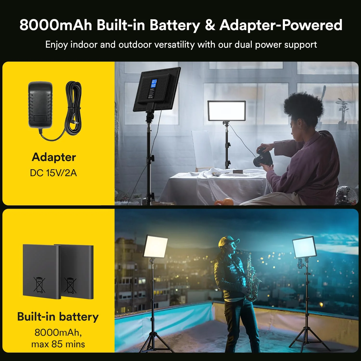 RALENO 2 Packs LED Video Light and Stand Lighting Kit