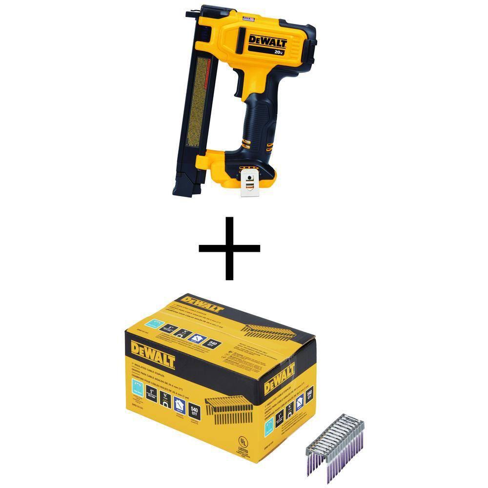 DeWalt 20V Max Lithium-Ion Cordless Cable Staple Nailer (Tool Only) with 1 in. Insulated Electrical Staples (540 per Box)