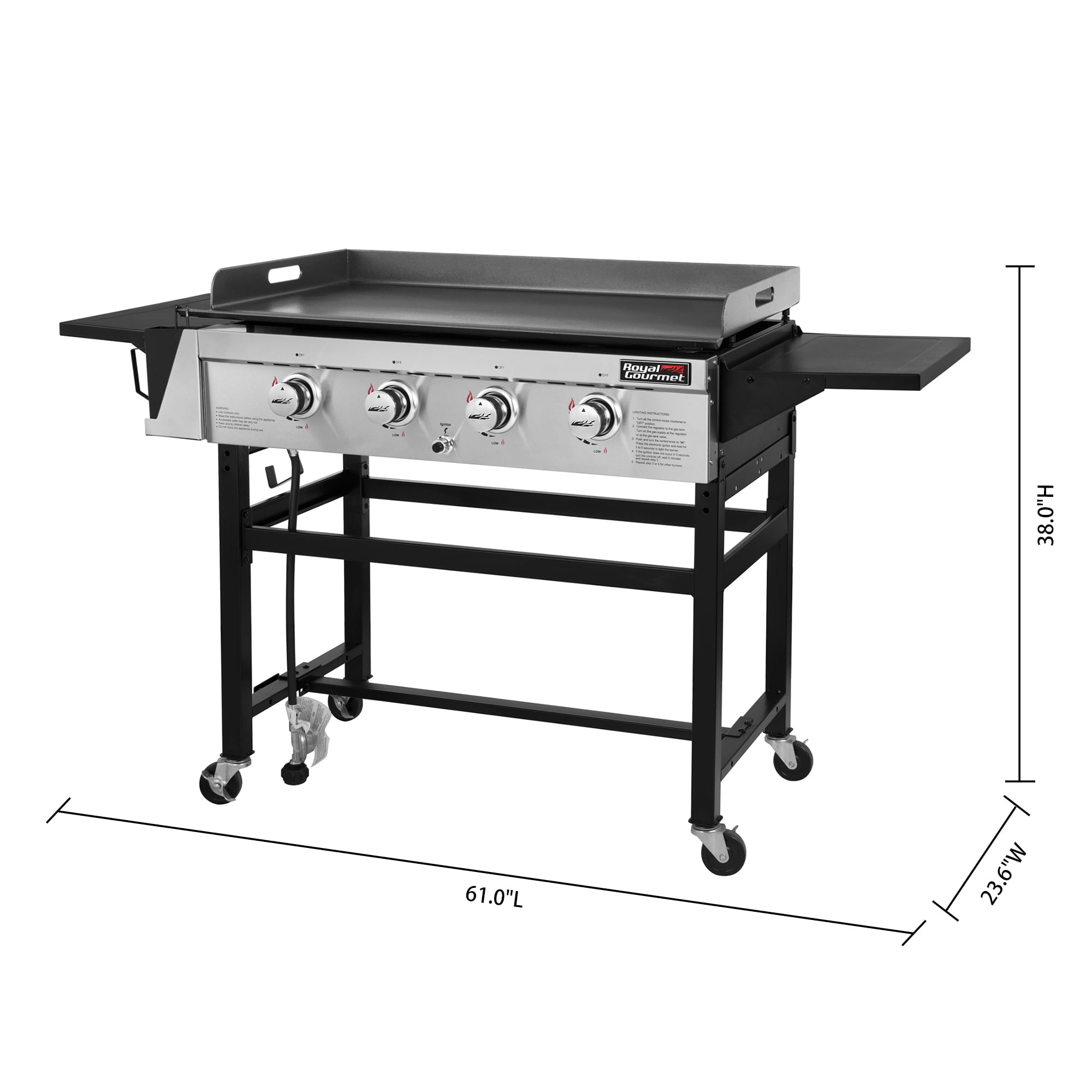 GB4001C 4-Burner 52000-BTU Propane Gas Grill Griddle. 36L. With Cover
