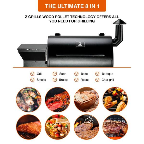 694 sq. in. Pellet Grill and Smoker with cabinet storage. Black