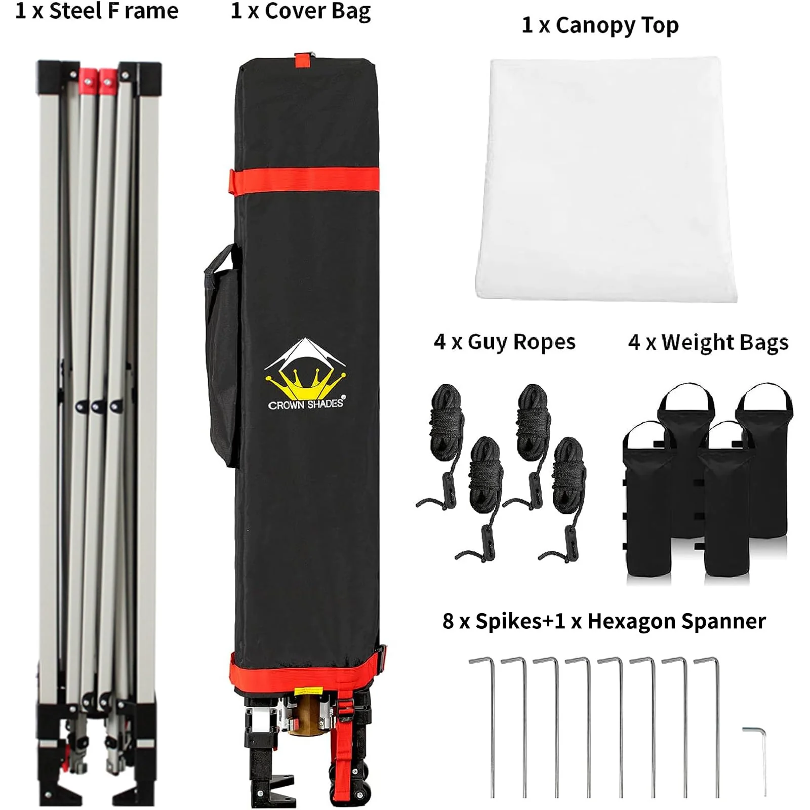 Crown Shades 10x10 Pop up Outside Canopy with Wheeled Carry Bag