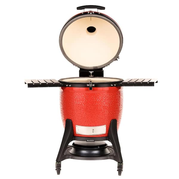 Big Joe III 24 in. Charcoal Grill in Red with Cart. Side Shelves. Grate Gripper. and Ash Tool