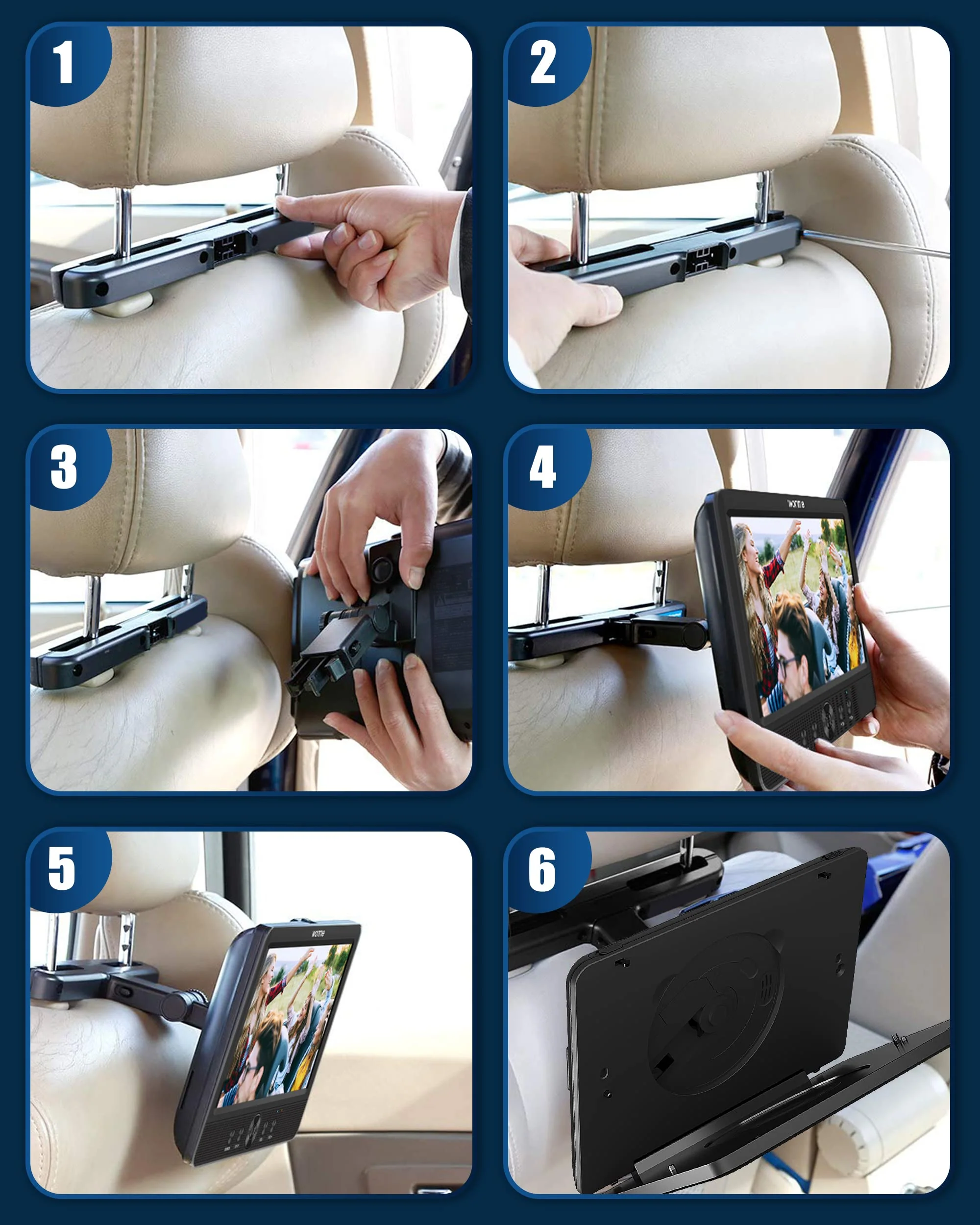 WONNIE Portable 10.5 Two Car DVD Players