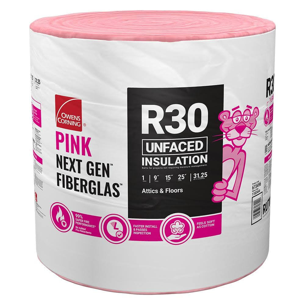 Owens Corning R-30 Unfaced Fiberglass Insulation Roll 15 in. x 25 ft.-Instock