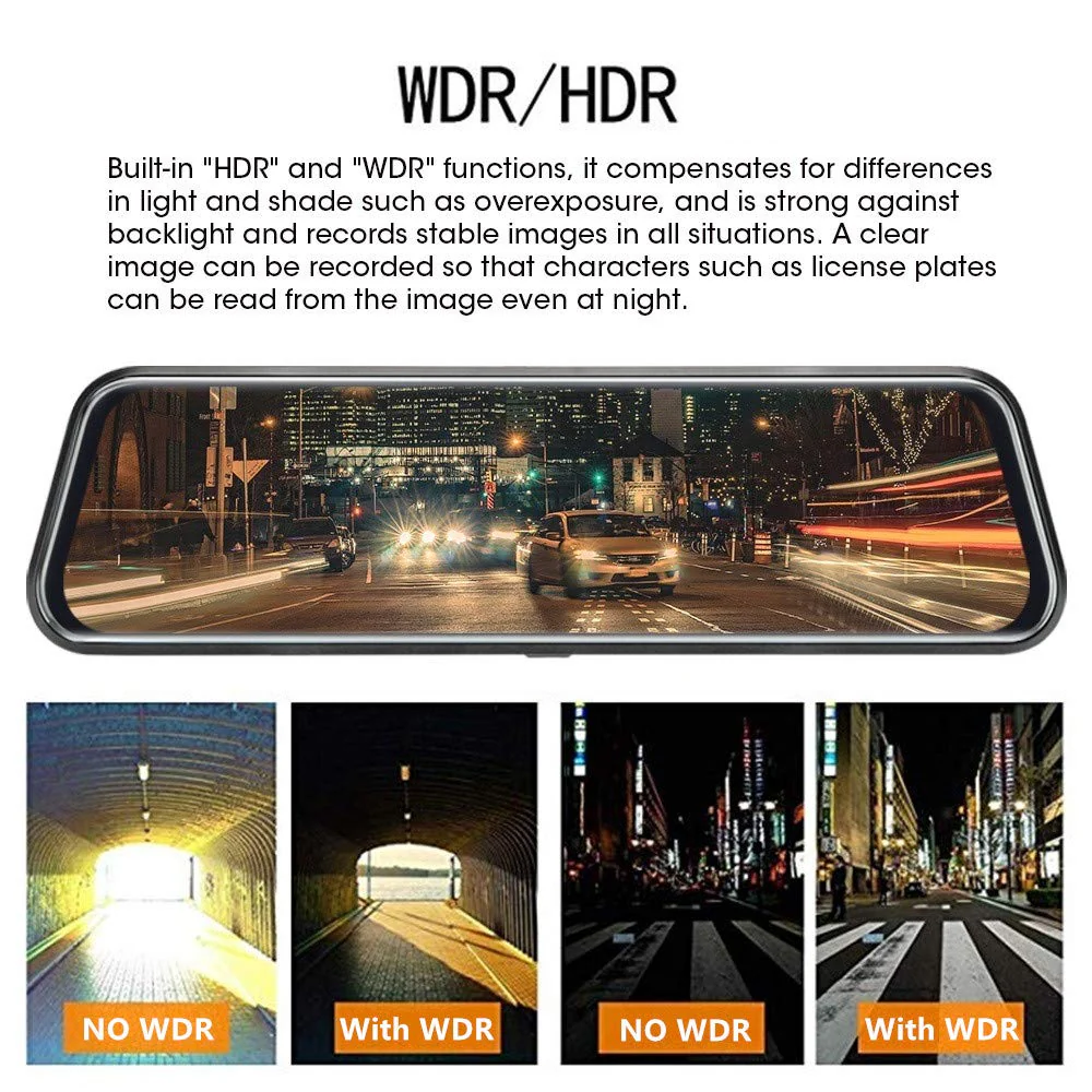 Jansite 10'' Full HD Touch Screen Rear View Mirror Dash Cam