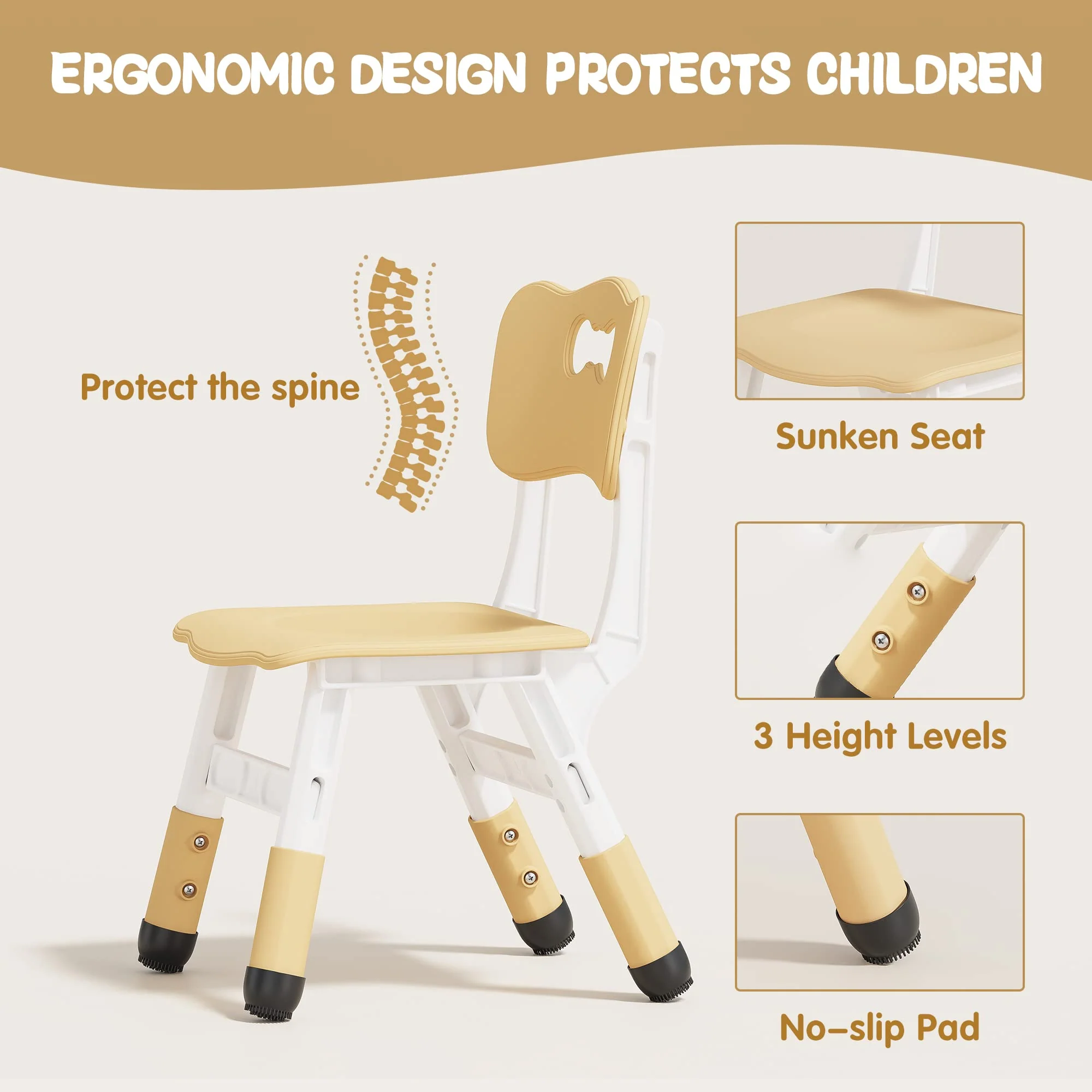 Brelley Kids Table and 4 Chairs Set for Ages 2-8