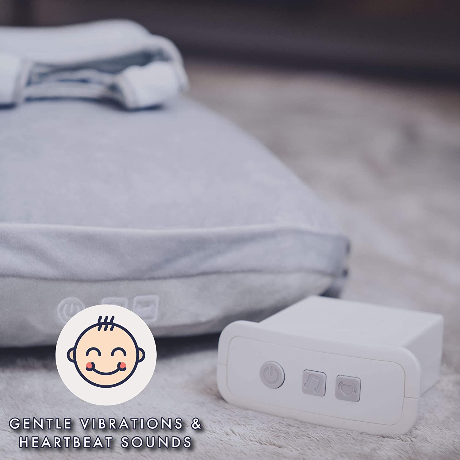 Babocush Newborn Comfort Cushion with Gentle Vibration and Heartbeat Sound. Helps Prevent Colic. Relieves Gas and Reflux. Provides Essential Tummy Time