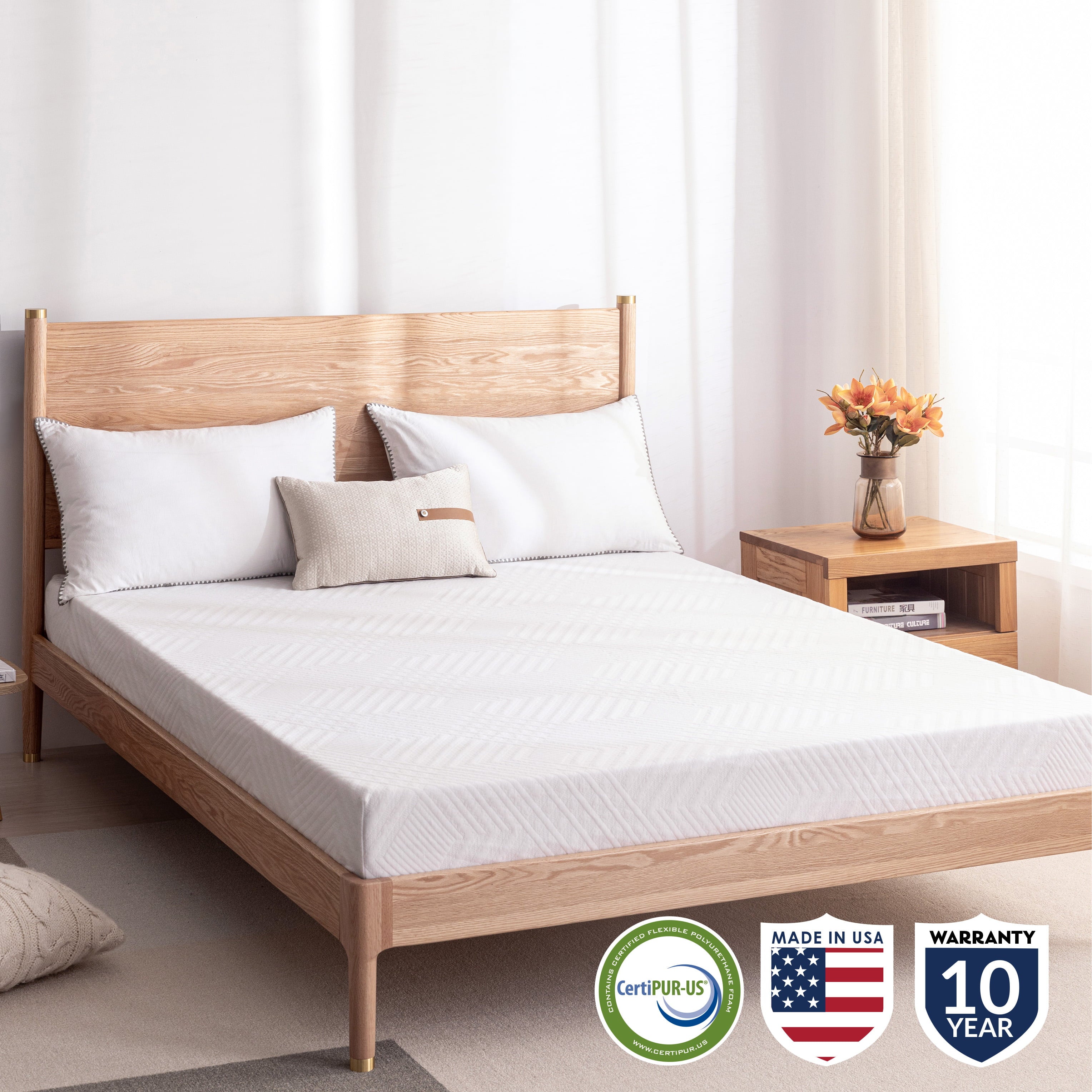 Size. EGO 6 inch Memory Foam Mattress. Cooling Gel Infused. White
