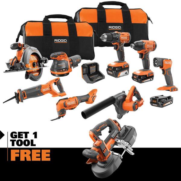 18V Cordless 8-Tool Combo Kit with (3) Batteries. Charger. and Bag with 18V Bandsaw