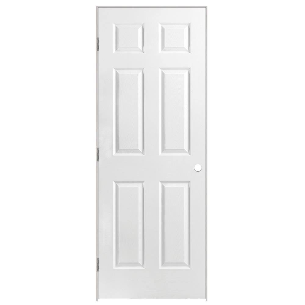 Masonite 24 in. x 80 in. Solidoor 6-Panel Right-Handed Solid-Core Smooth Primed Composite Single Prehung Interior Door Primed W