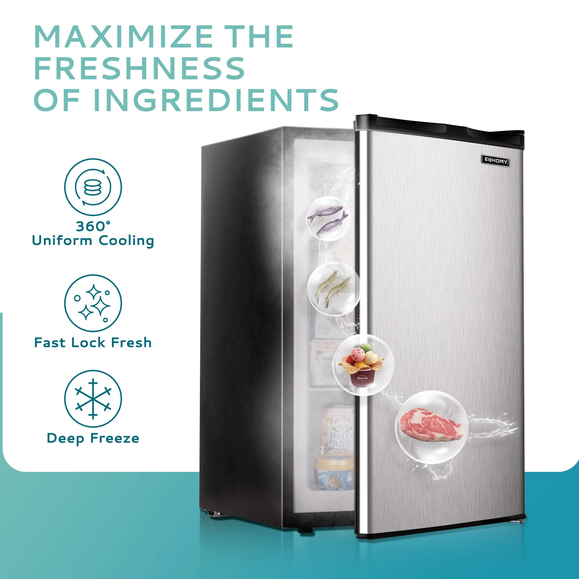 EUHOMY 3.0 Cubic Feet Single Door Compact Mini Upright Freezer