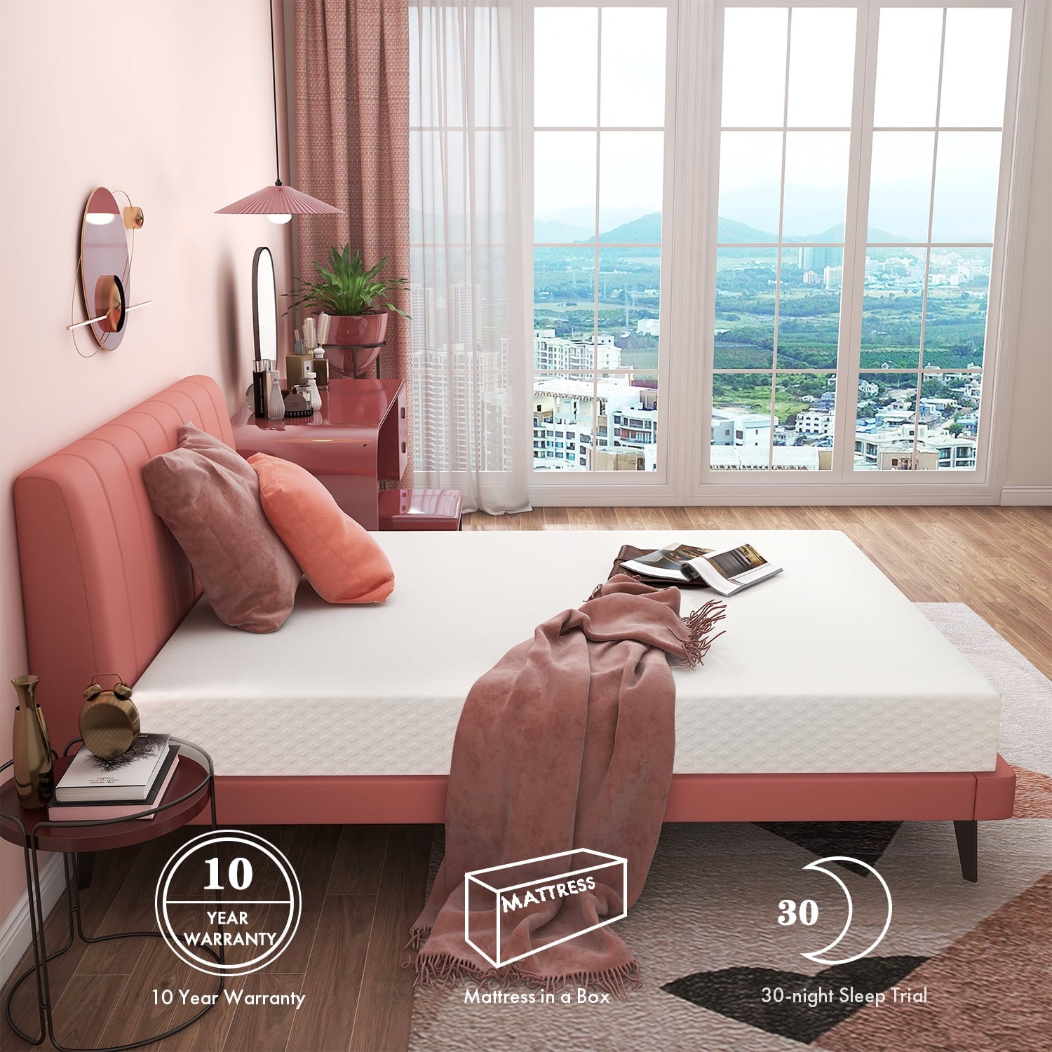 Mattress.Smiaoer 8 Cool Gel Memory Foam Mattress.Bed in a Box.Made in USA