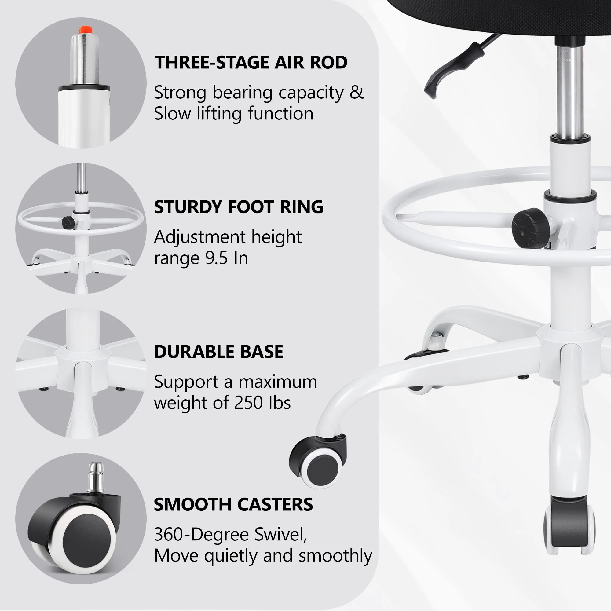 Primy Office Drafting Chair Armless. Tall Office Desk Chair