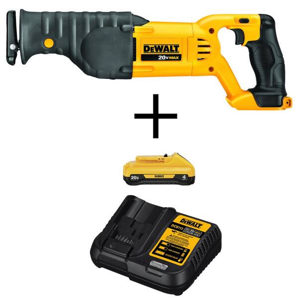 20V MAX Cordless Reciprocating Saw with 20V 4.0Ah Compact Lithium-Ion Battery Pack & Charger