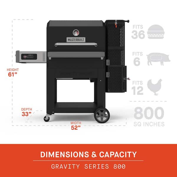 Gravity 800 Digital Charcoal Grill. Griddle and Smoker Combo in Black Plus Cover Bundle
