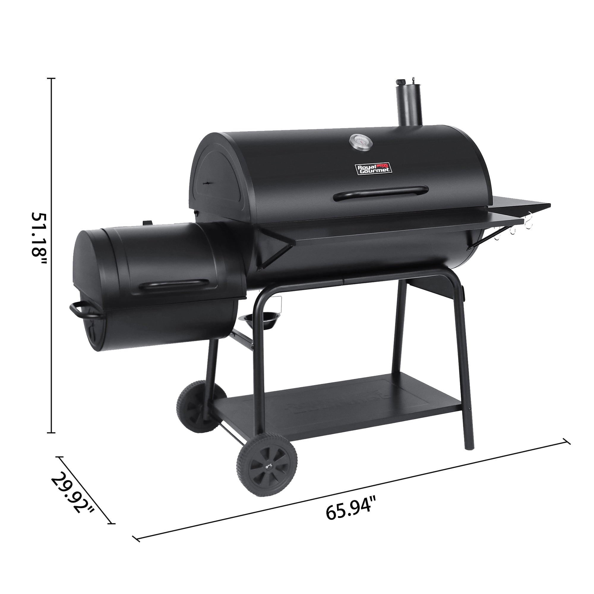 Gourmet CC2036F 36 Charcoal Barrel Grill with Offset Smoker