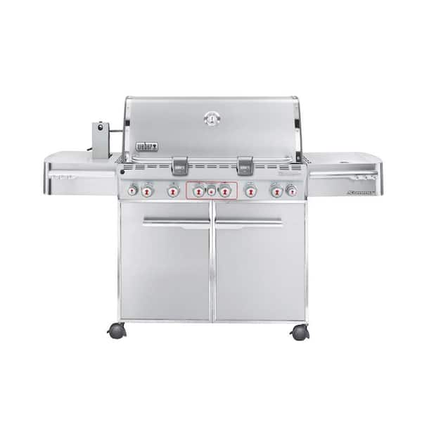 Summit S-670 6-Burner Propane Gas Grill in Stainless Steel with Built-In Thermometer and Rotisserie