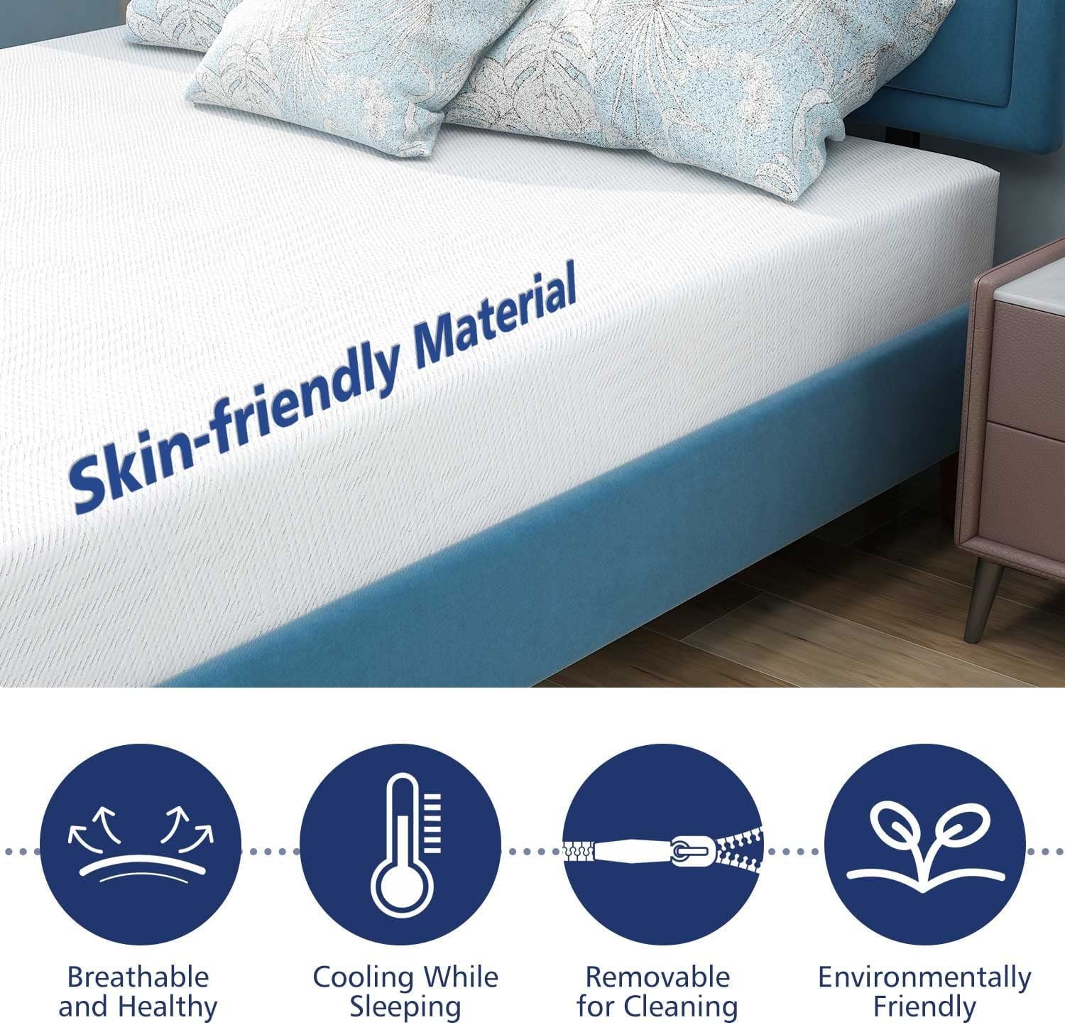 Twin Mattress - Memory Foam Mattress 5-Layer Comfort Supportive Medium-Firm Mattress in a Box with Breathable Cover. Made in USA. CertiPUR-US Certified for Single Bed Guest Room