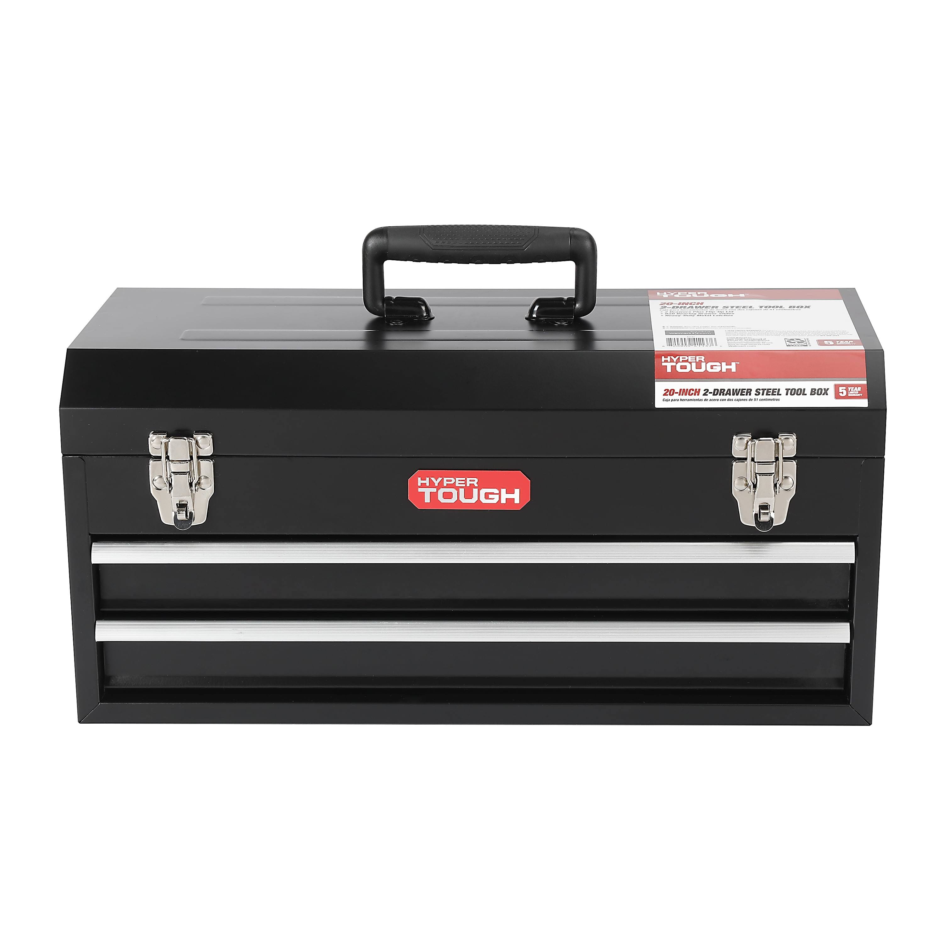 Hyper Tough 2-Drawer Tool Box Tool Chest with Flip-Up Lid - Black - 20 in