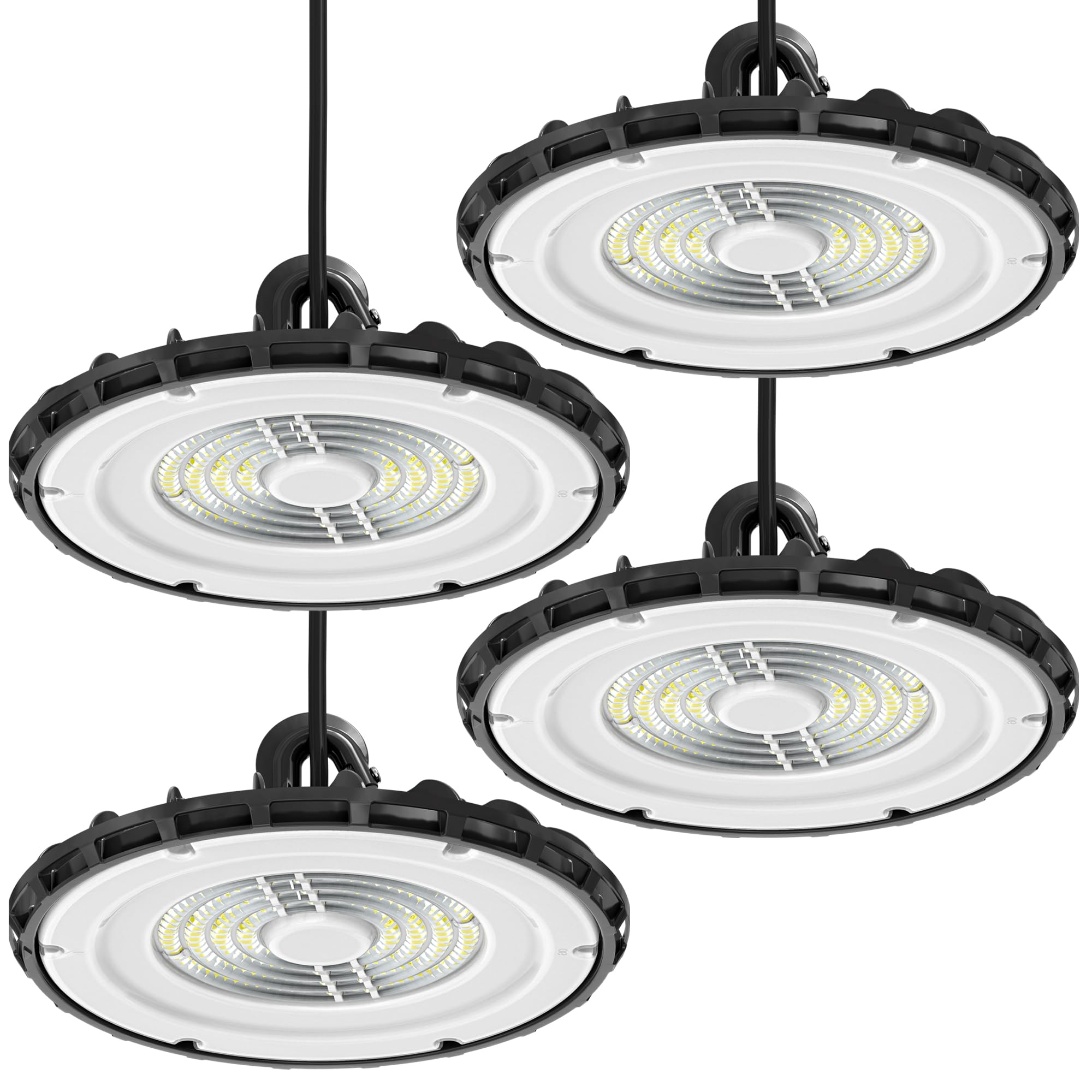 4-Pack UFO LED High Bay Light 150W, High Bay LED Shop Lights 5000K 23,100LM Daylight UL Listed with US Plug 6' Cable, Hanging Hook, LED UFO High Bay Lights for Warehouse Workshop Garage Factory Barn