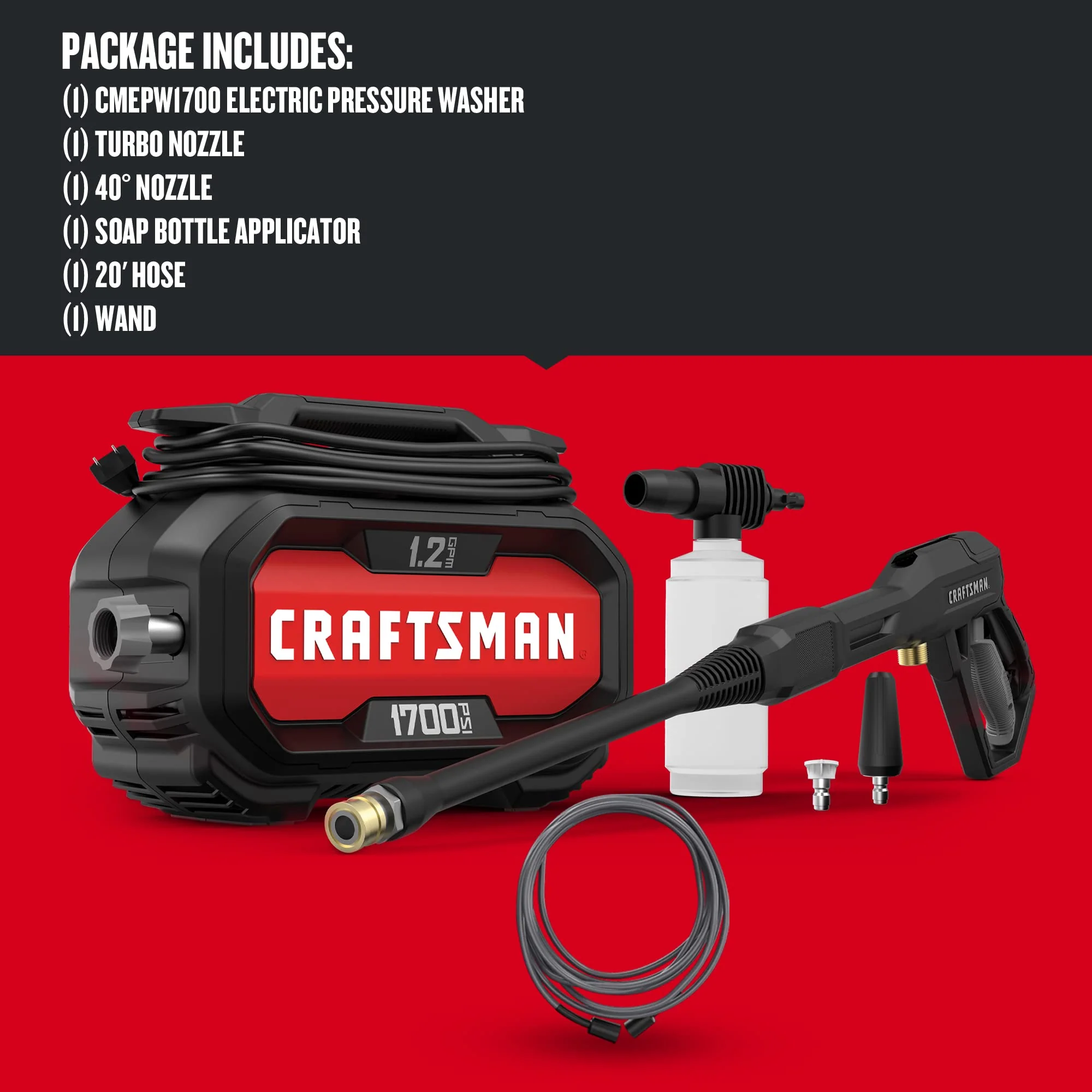 Craftsman Electric Pressure Washer. 1700-PSI. 1.2-GPM