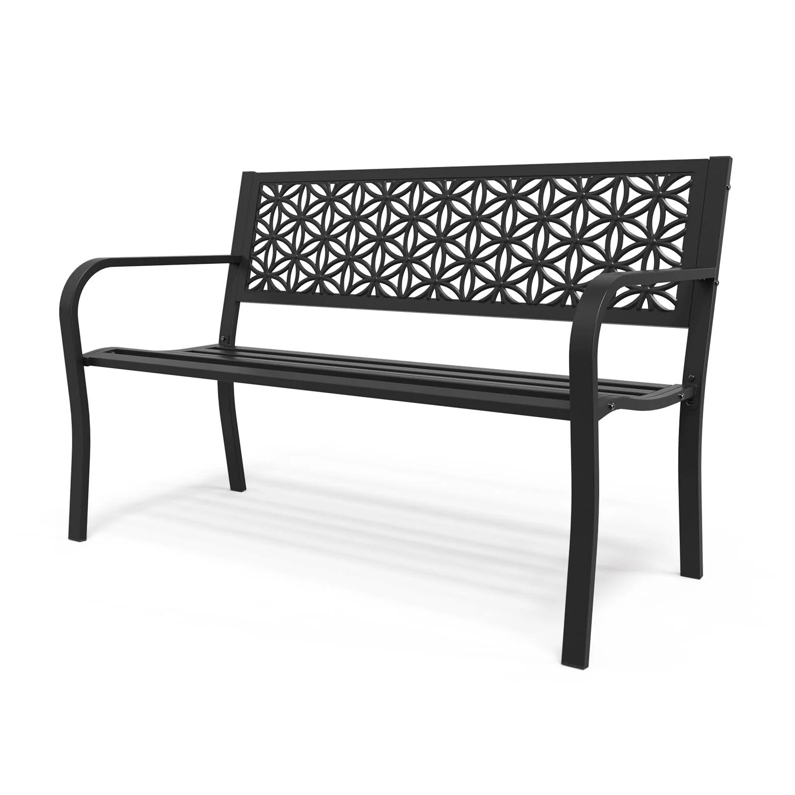 VINGLI 50 Outdoor Bench Metal with Floral Back