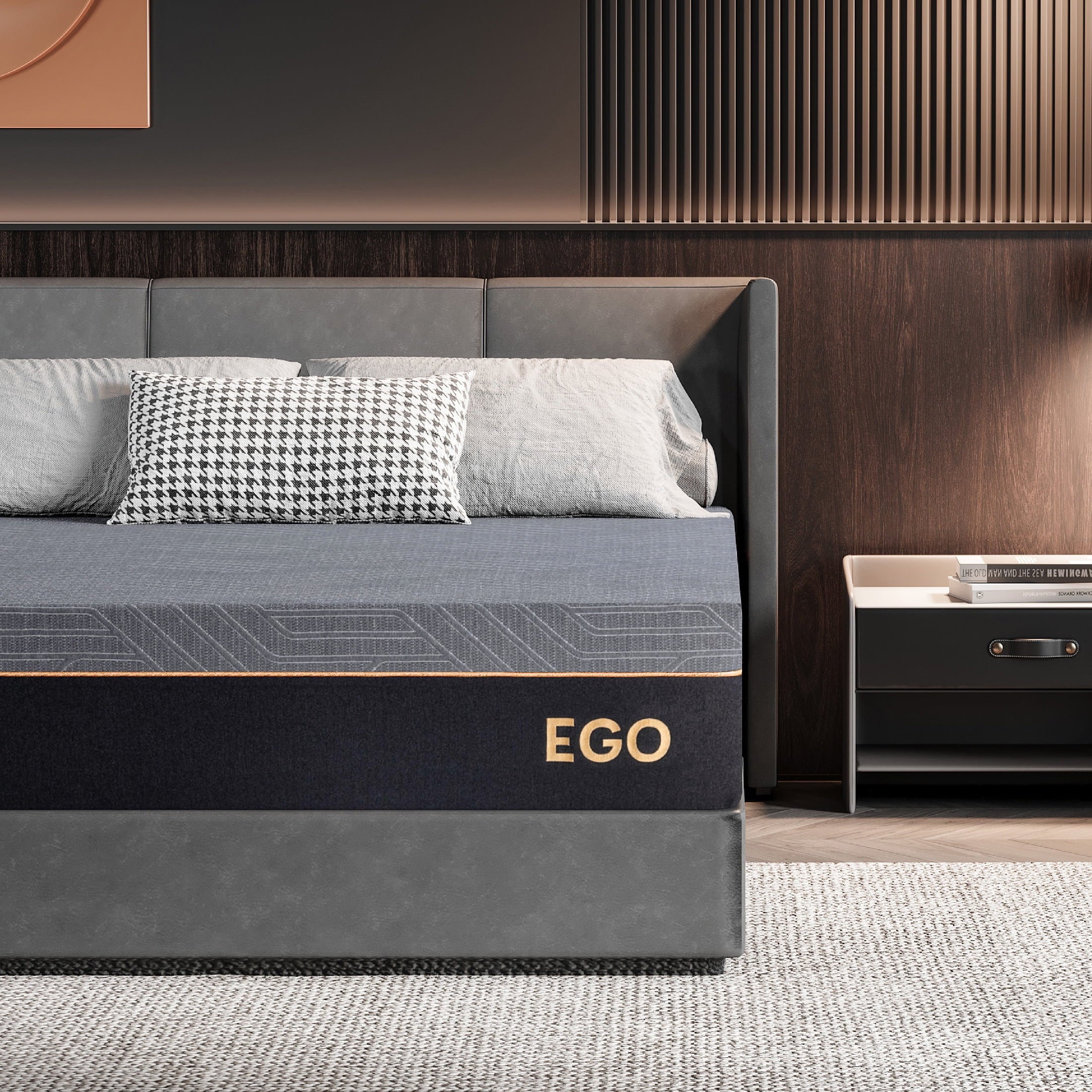 Ego Black 12 inch Queen Mattress in a Box. Cooling Gel Memory Foam Mattress. Medium