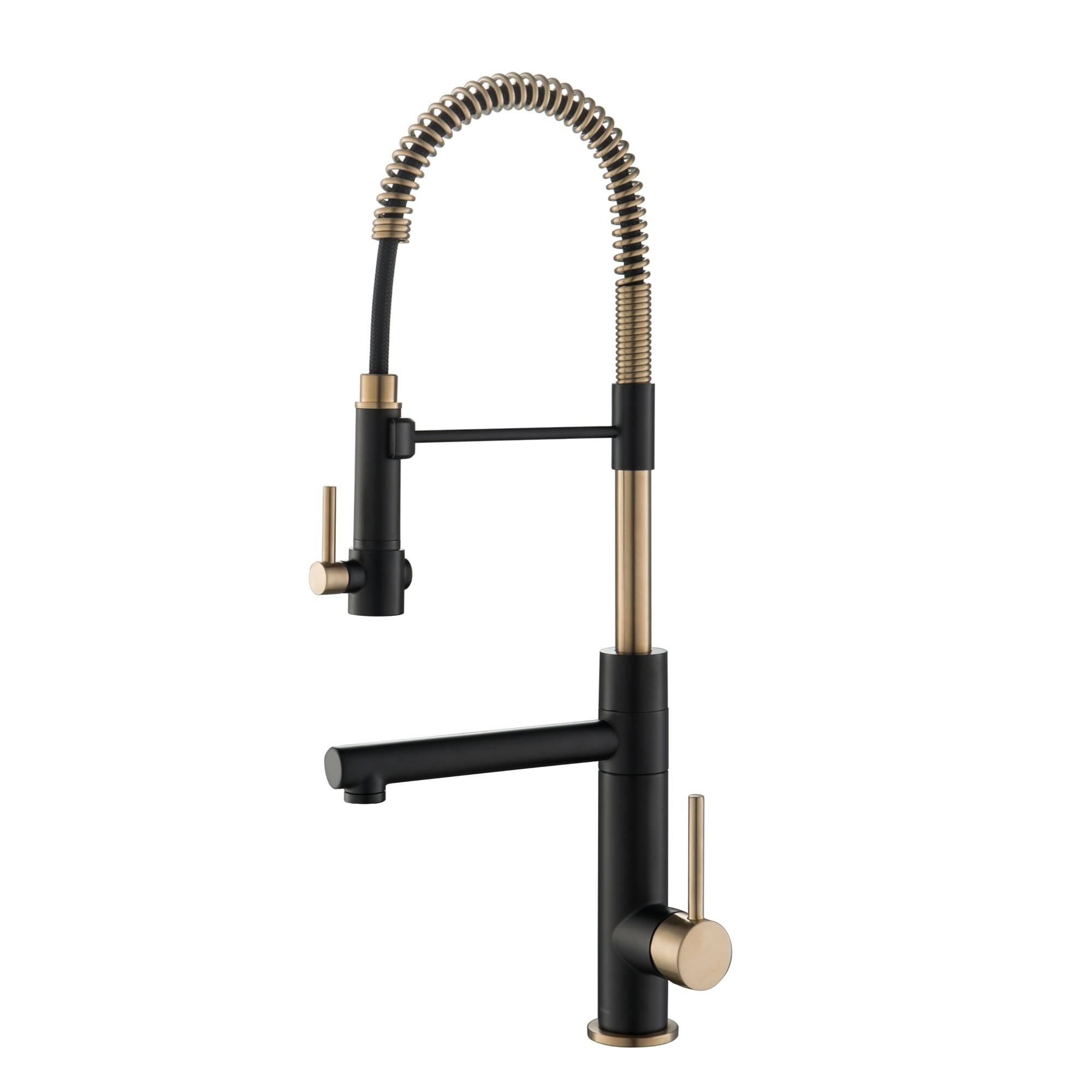 Kraus KPF-1603BGMB Artec Pro 2-Function Commercial Style Pre-Rinse Kitchen Faucet with Pull-Down Spring Spout & Pot Filler Brushed Gold & Matte Black