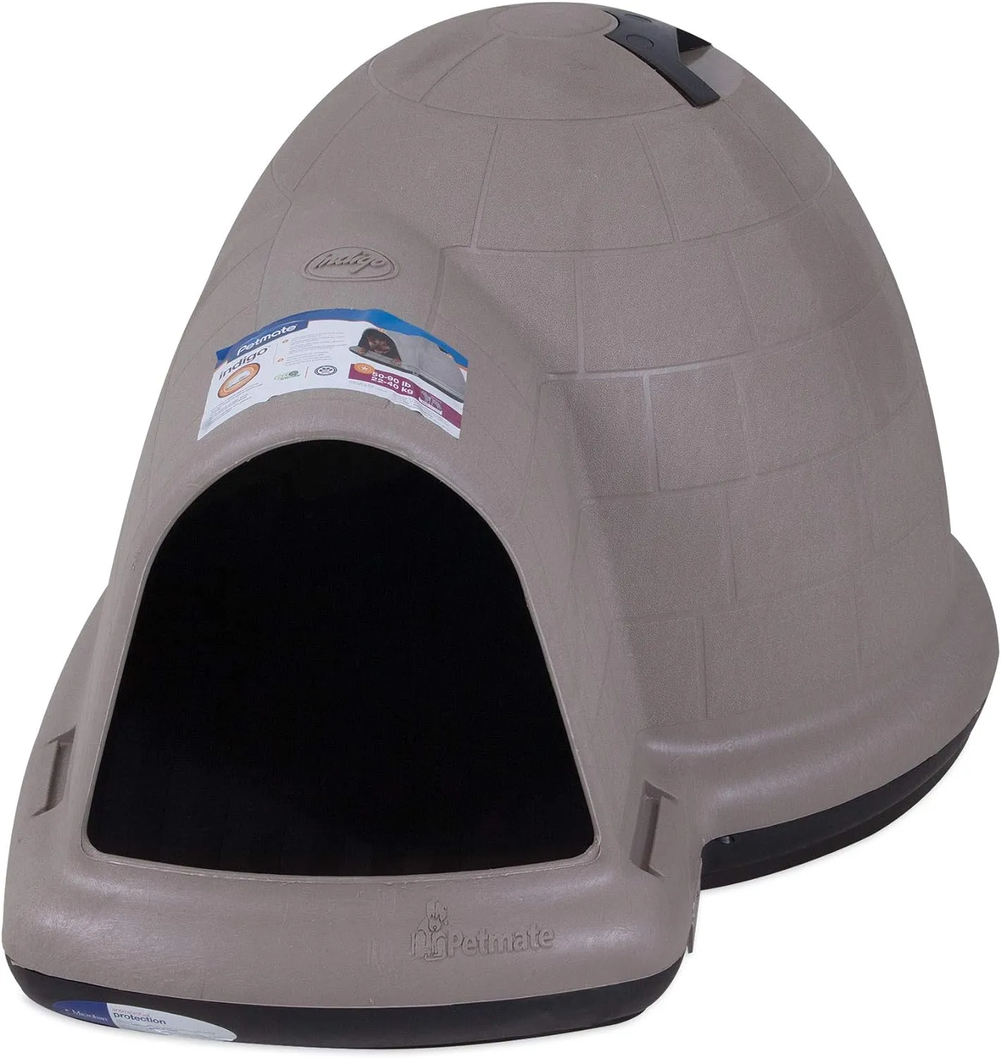 Petmate Indigo Dog House (Igloo Dog House. Made in USA with 90% Recycled Materials. All-Weather Protection Pet Shelter) for XL Dogs -90 to 125 pounds. Made in USA