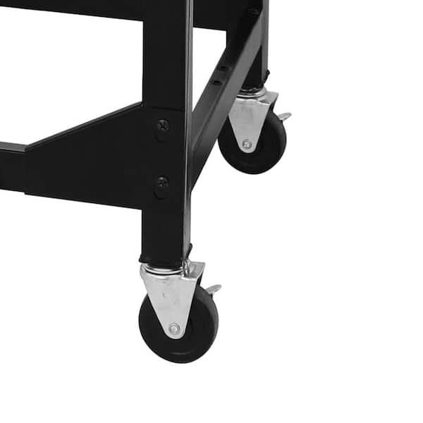 4-Burners Portable Propane Gas Grill and Griddle Combo Grills in Black with Side Tables