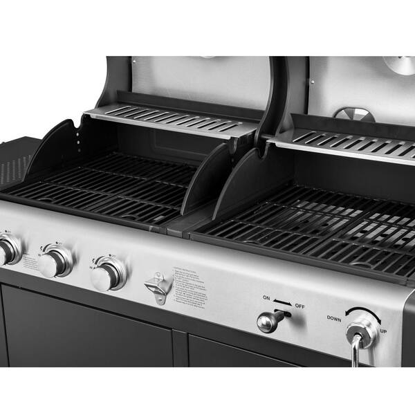 3-Burner Propane Gas and Charcoal Combo Grill with Cover