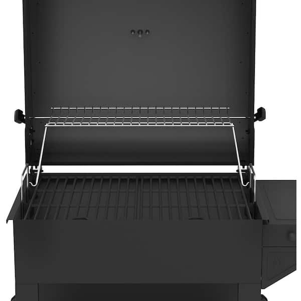Cart-Style Charcoal Grill in Black with Side Shelf