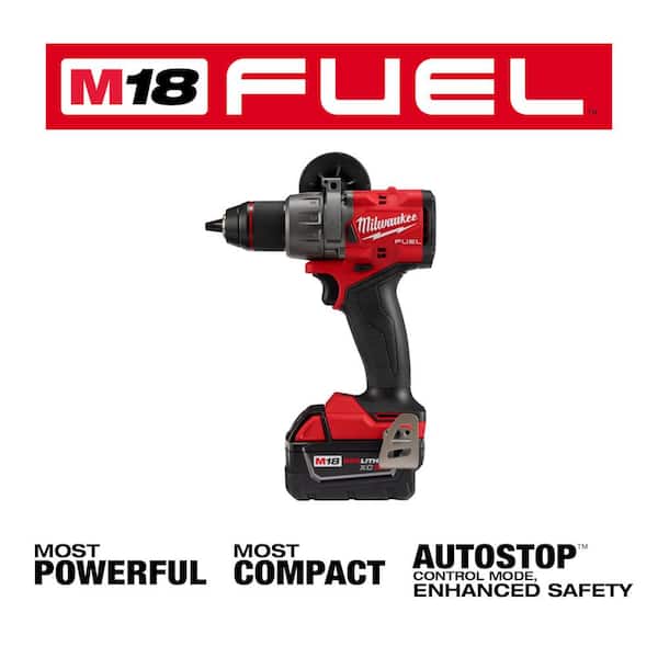 M18 FUEL 18-V Lithium-Ion Brushless Cordless 1/2 in. Drill/Driver Kit with (3) 5.0Ah Batteries. Charger and Hard Case