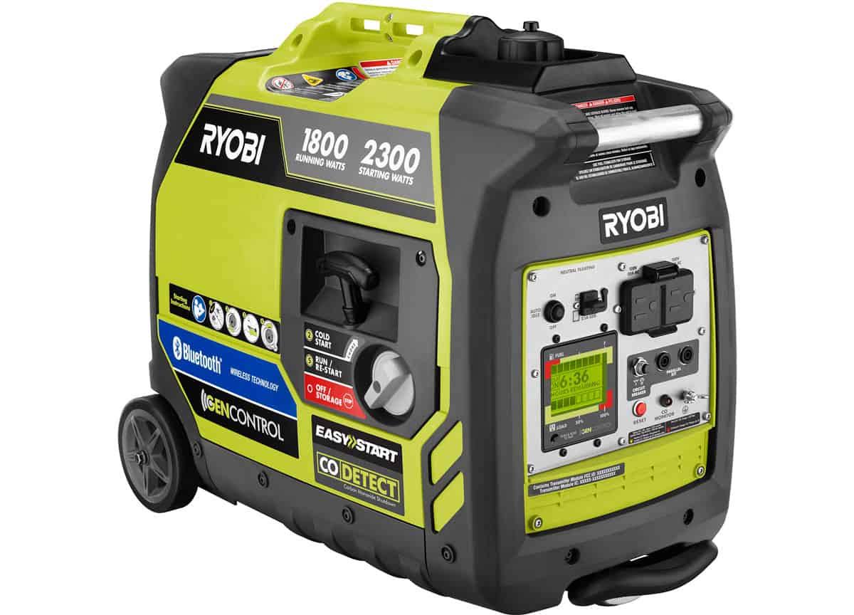 Ryobi 2,300-Watt Recoil Start Bluetooth Super Quiet Gasoline Powered Digital Inverter Generator