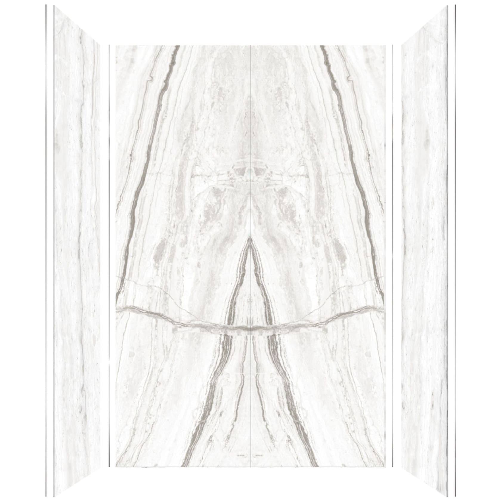 Transolid Titan 60 in. W x 96 in. H x 36 in. D 4-Piece Glue-up Alcove Shower Wall Surround in Savanna Grey (Glossy)