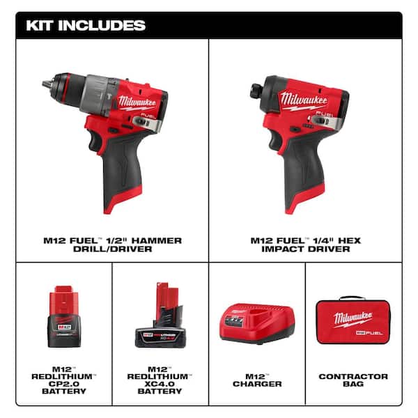 M12 FUEL 12-Volt Li-Ion Brushless Cordless Hammer Drill and Impact Driver Combo Kit (2-Tool) with M12 3/8 in. Ratchet