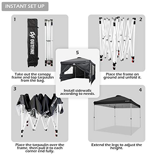 10'x10' Pop Up Commercial Instant Gazebo Tent. Fully Waterproof. Outdoor Party Canopies with 4 Removable Sidewalls