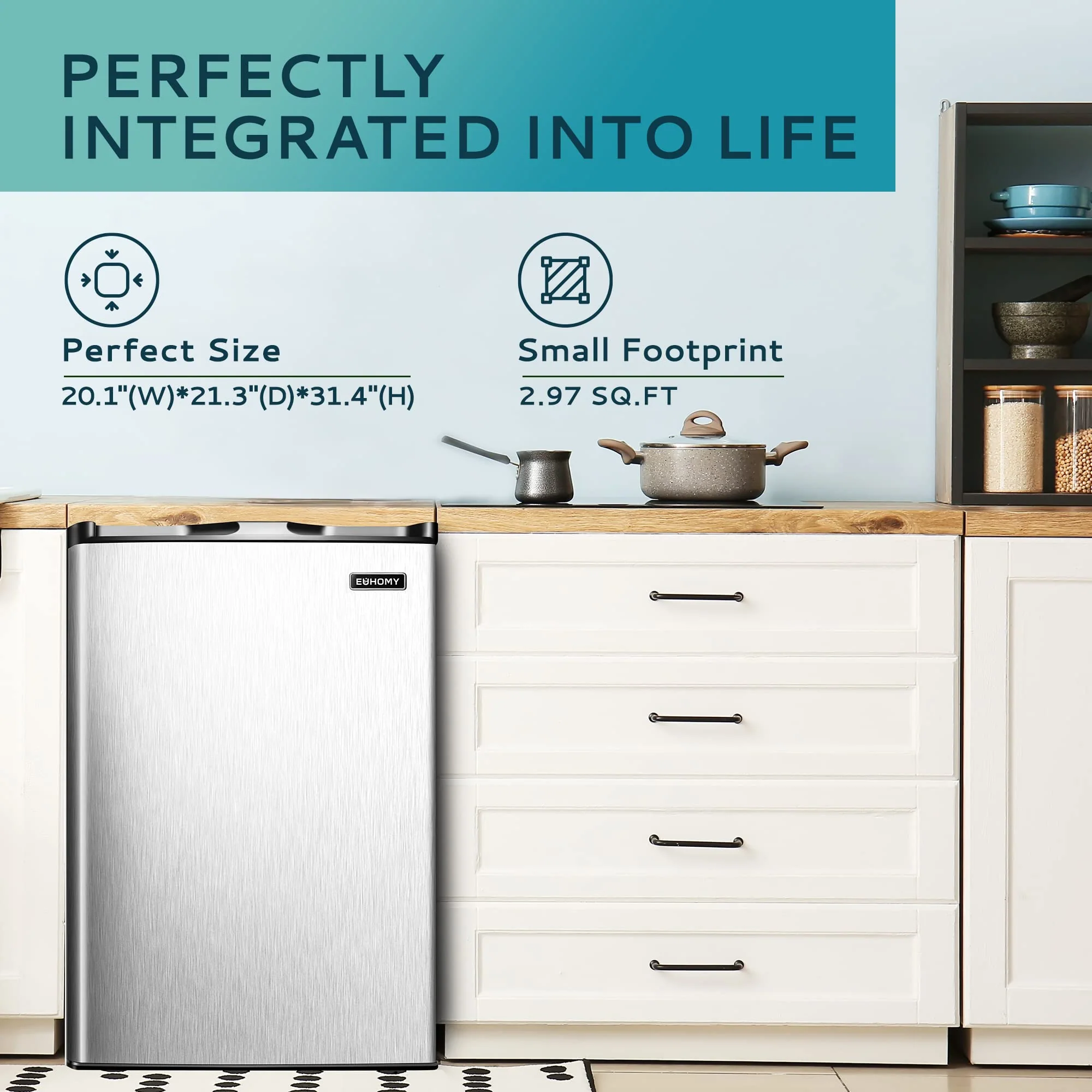 EUHOMY 3.0 Cubic Feet Single Door Compact Mini Upright Freezer