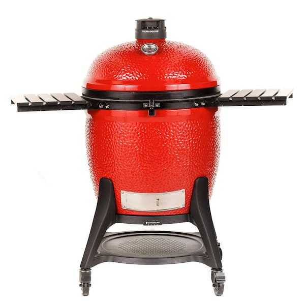 Big Joe III 24 in. Charcoal Grill in Red with Cart. Side Shelves. Grate Gripper. and Ash Tool