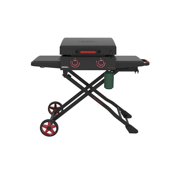 Daytona 2-Burner 21 in. Propane Gas Griddle with Foldable Cart in Black